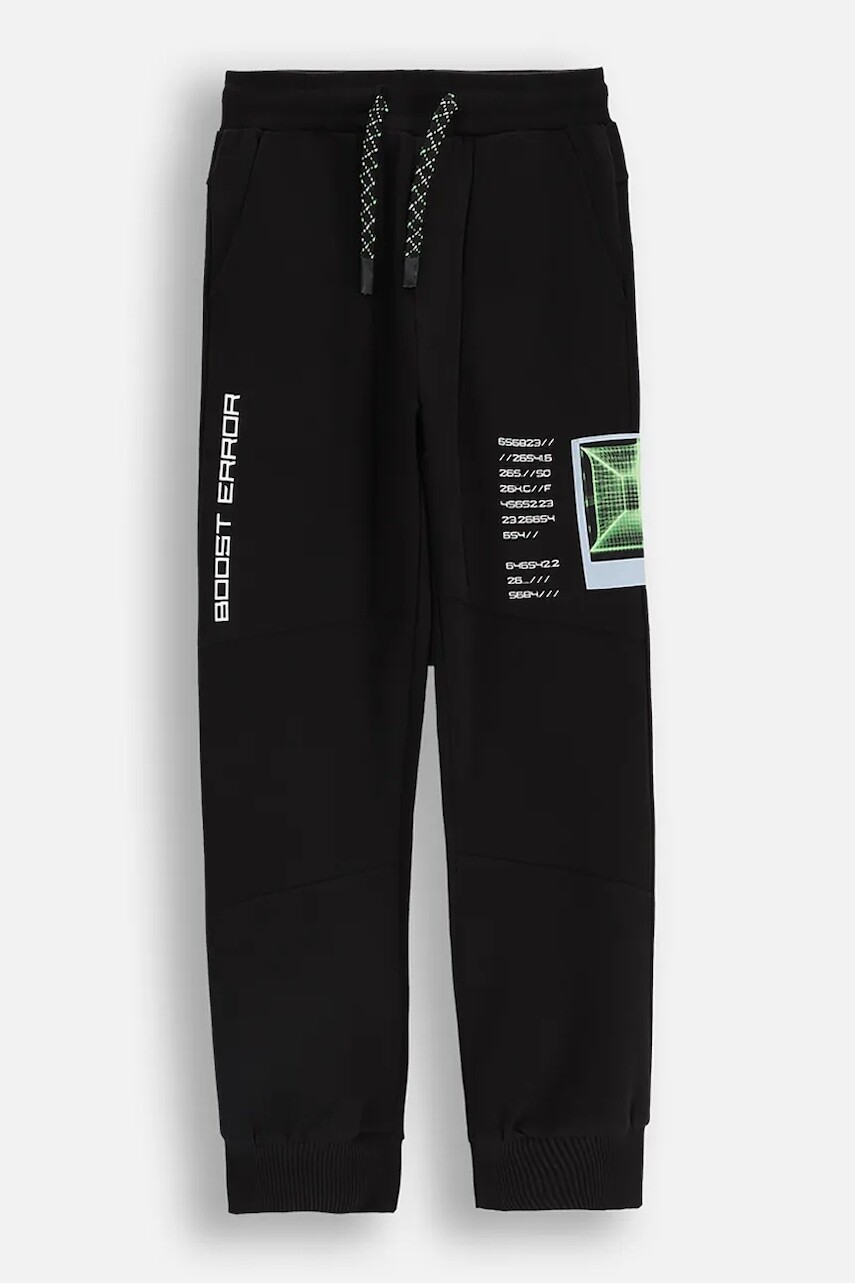 Detské tepláky Coccodrillo čierna farba, s potlačou, X-RAY VISION BOY JUNIOR