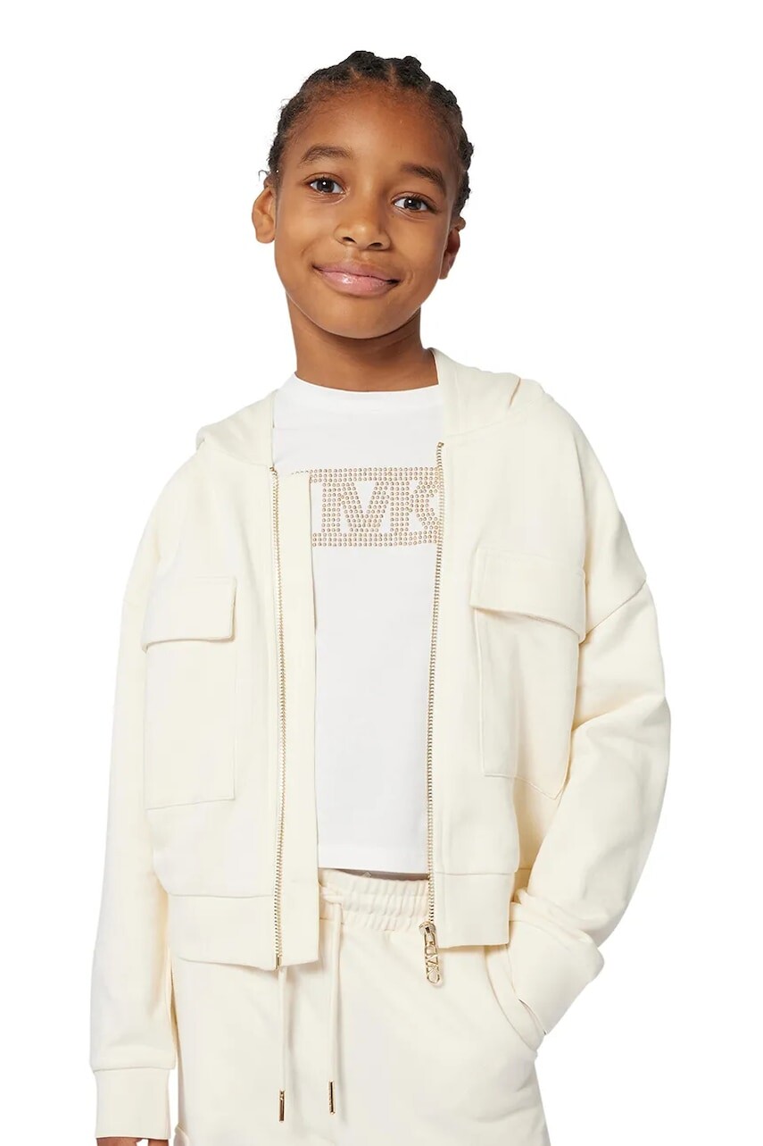 Bunda Michael Kors béžová farba, s kapucňou, jednofarebná, R30471