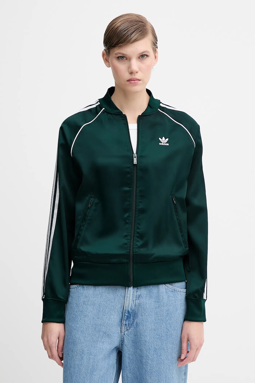 Mikina adidas Originals Sst Satin Tt zelená farba, s nášivkou, JZ6732