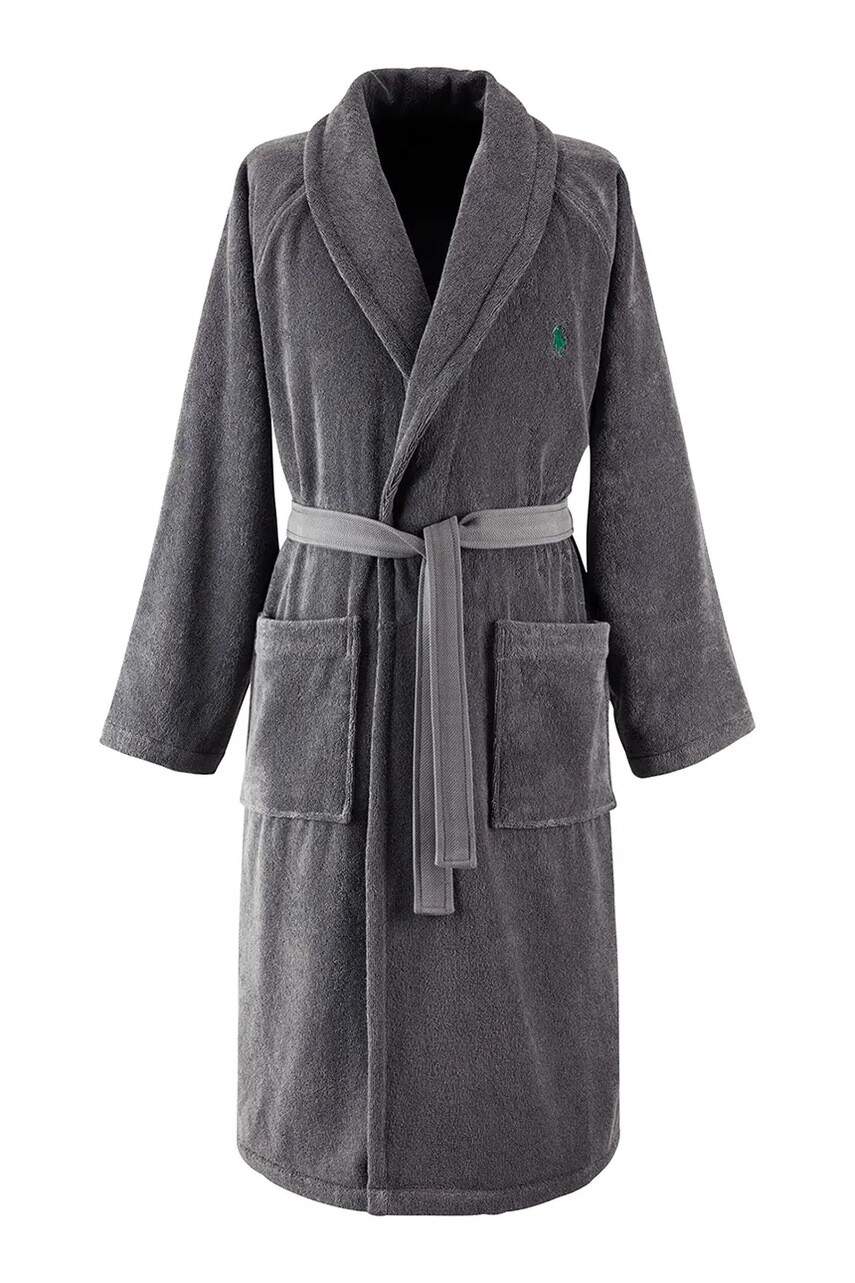 Bavlnený župan Ralph Lauren POLOPLAY Barclay L šedá farba