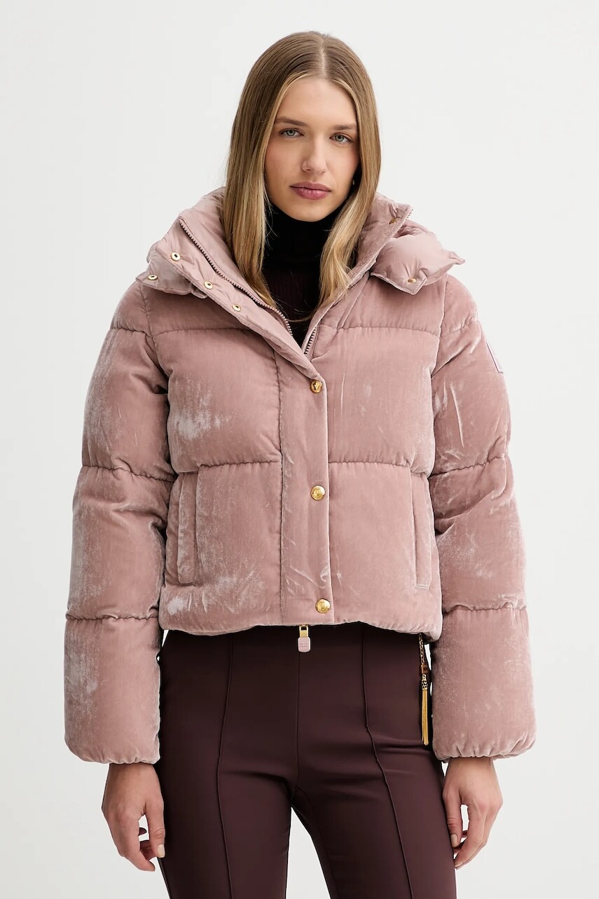 Zamatová bunda Elisabetta Franchi ružová farba, zimná, PI82D56E2