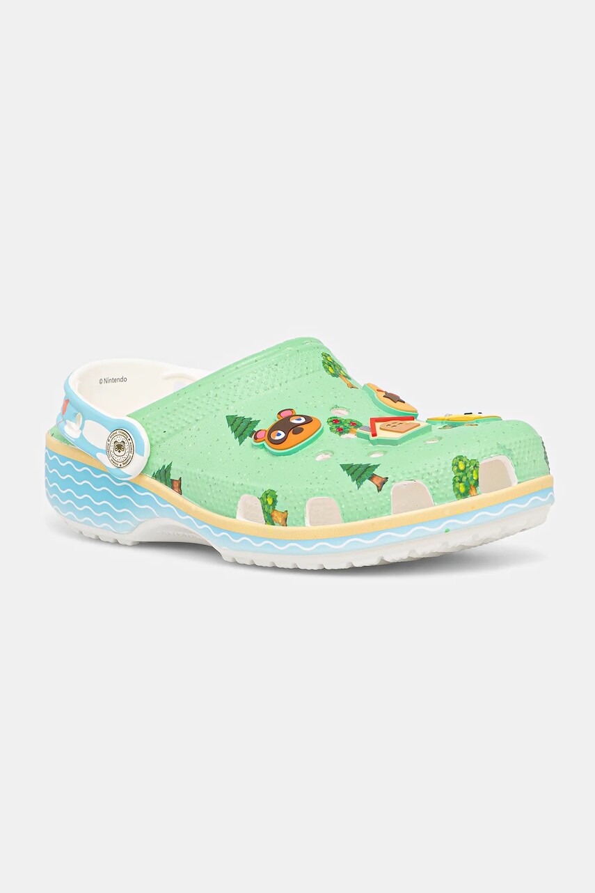 Detské šľapky Crocs CROCS CLASSIC ANIMAL CROSSING CLOG zelená farba, 210113