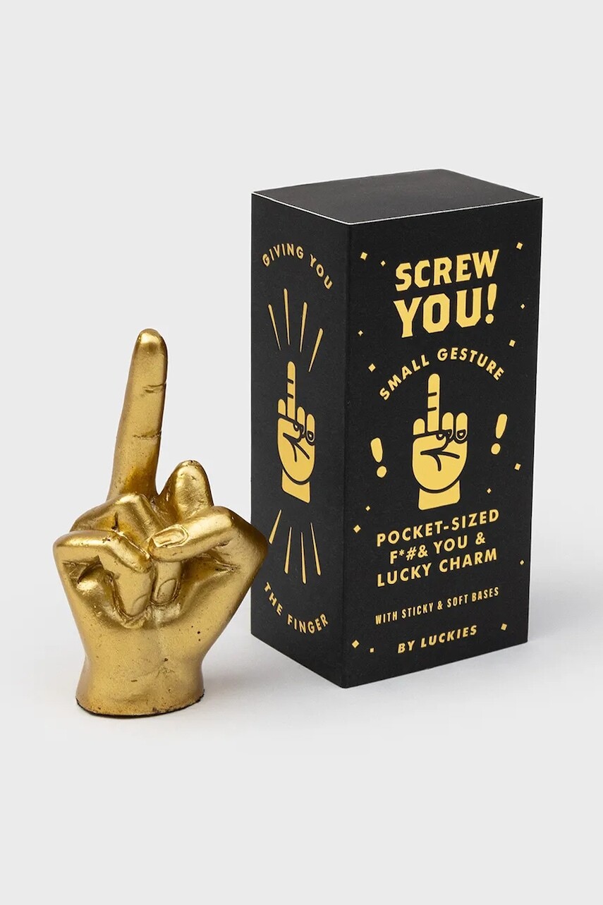 Dekoračná figúrka Luckies of London Screw You 4,7 x 8,9 x 3 cm žltá farba