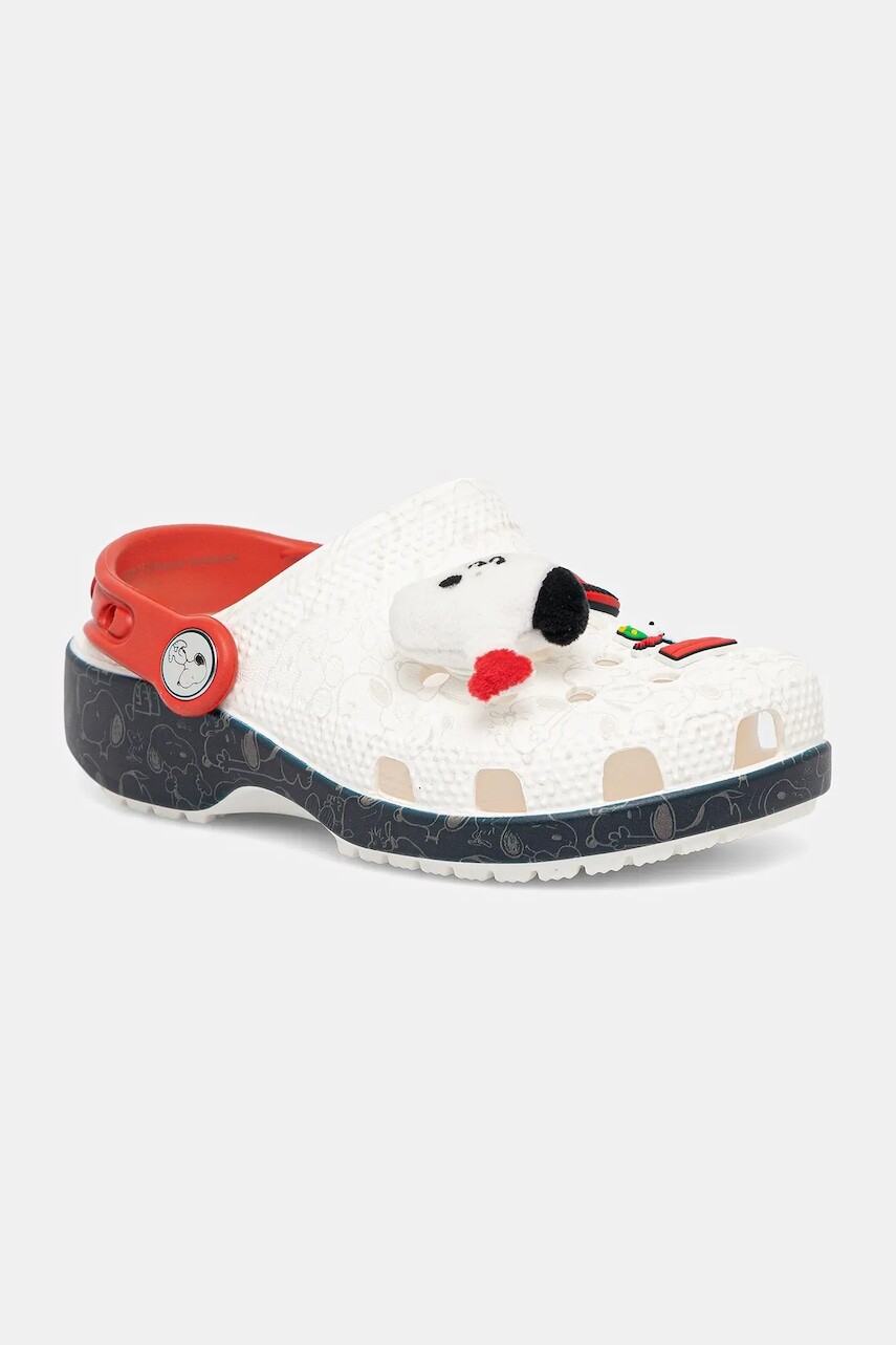 Detské šľapky Crocs CROCS CLASSIC PEANUTS CLOG biela farba, 211126