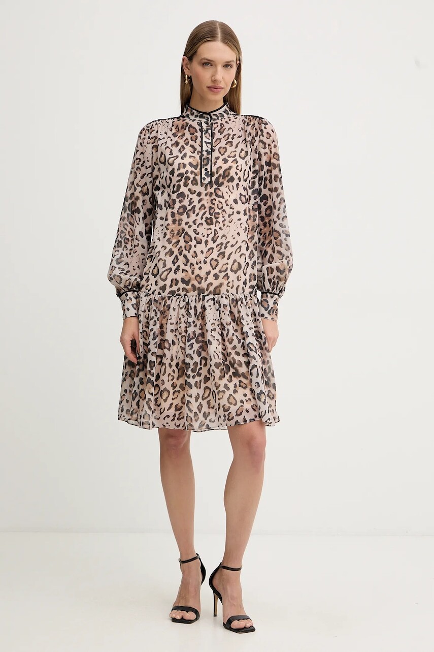 Šaty Fracomina béžová farba, mini, áčkový strih, FJ25WD1004W41201