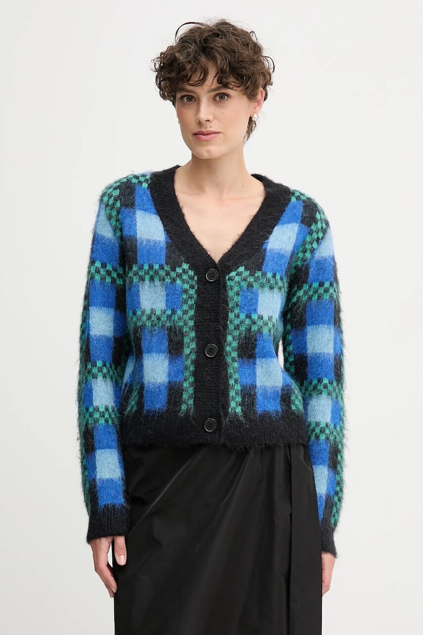 Kardigan s prímesou vlny Sandro Ferrone modrá farba, S87YBFGOBBA