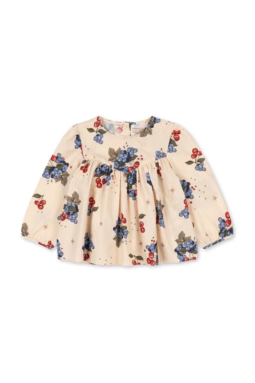 Detská bavlnená blúzka Konges Sløjd AVI LS BLOUSE GOTS béžová farba, vzorovaná, KS104202