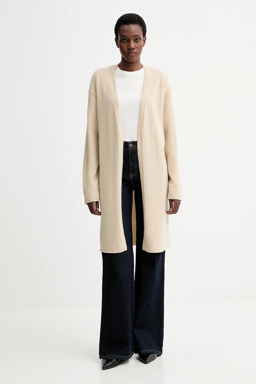 Vlnený kardigán Filippa K béžová farba, 31863