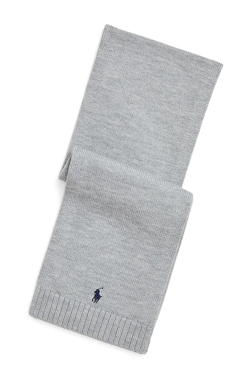 Vlnený šál Polo Ralph Lauren šedá farba, jednofarebný, 323953205002