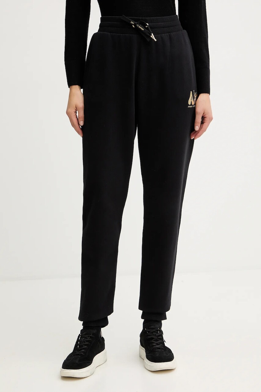 Bavlnené tepláky Armani Exchange čierna farba, s nášivkou, XW000808 AF16192