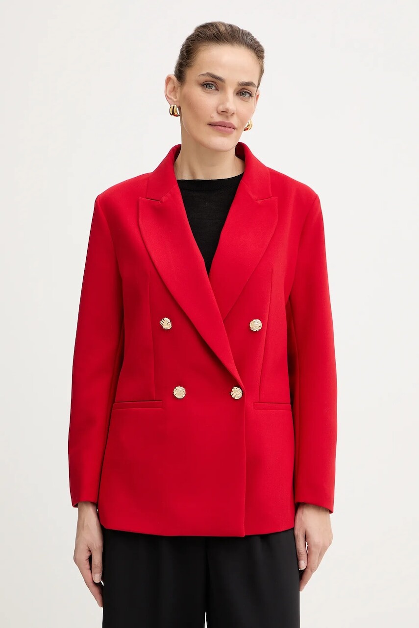 Sako Morgan červená farba, dvojradové, jednofarebné, VRED.F