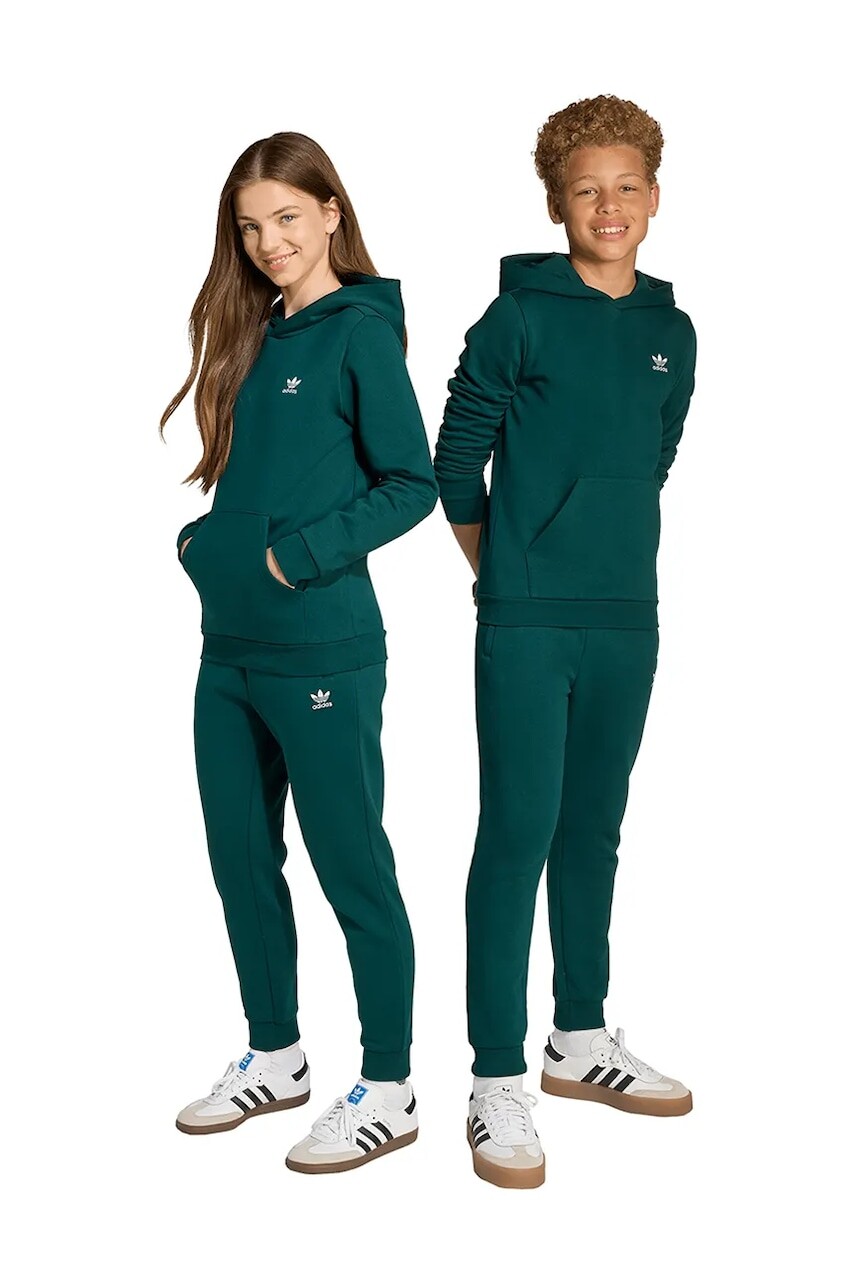 Detské tepláky adidas Originals zelená farba, jednofarebné, JX2745