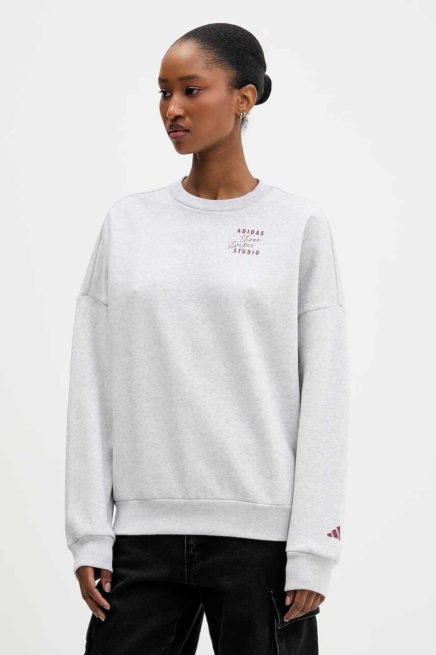 Mikina adidas šedá farba, s potlačou, KT0875