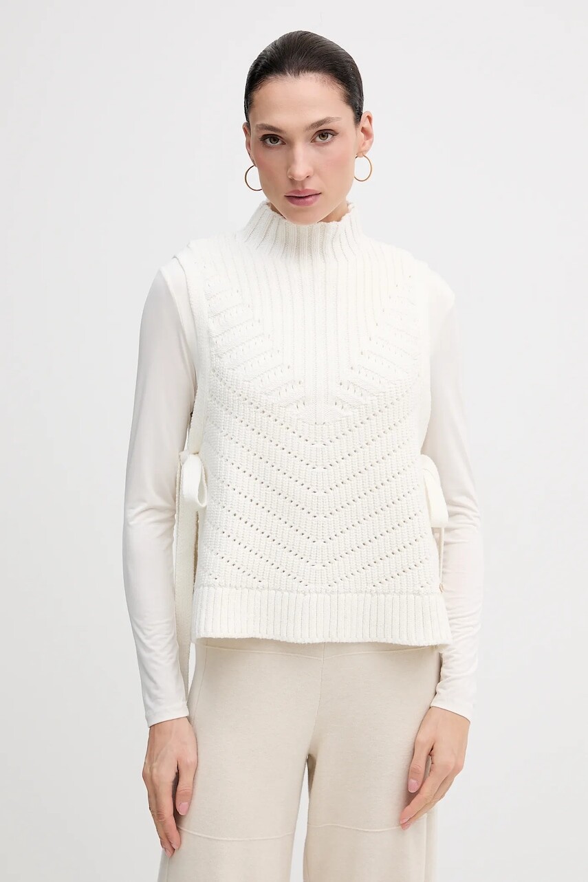 Vesta s prímesou vlny Pedro del Hierro biela farba, teplé, s polorolákom, 5502017