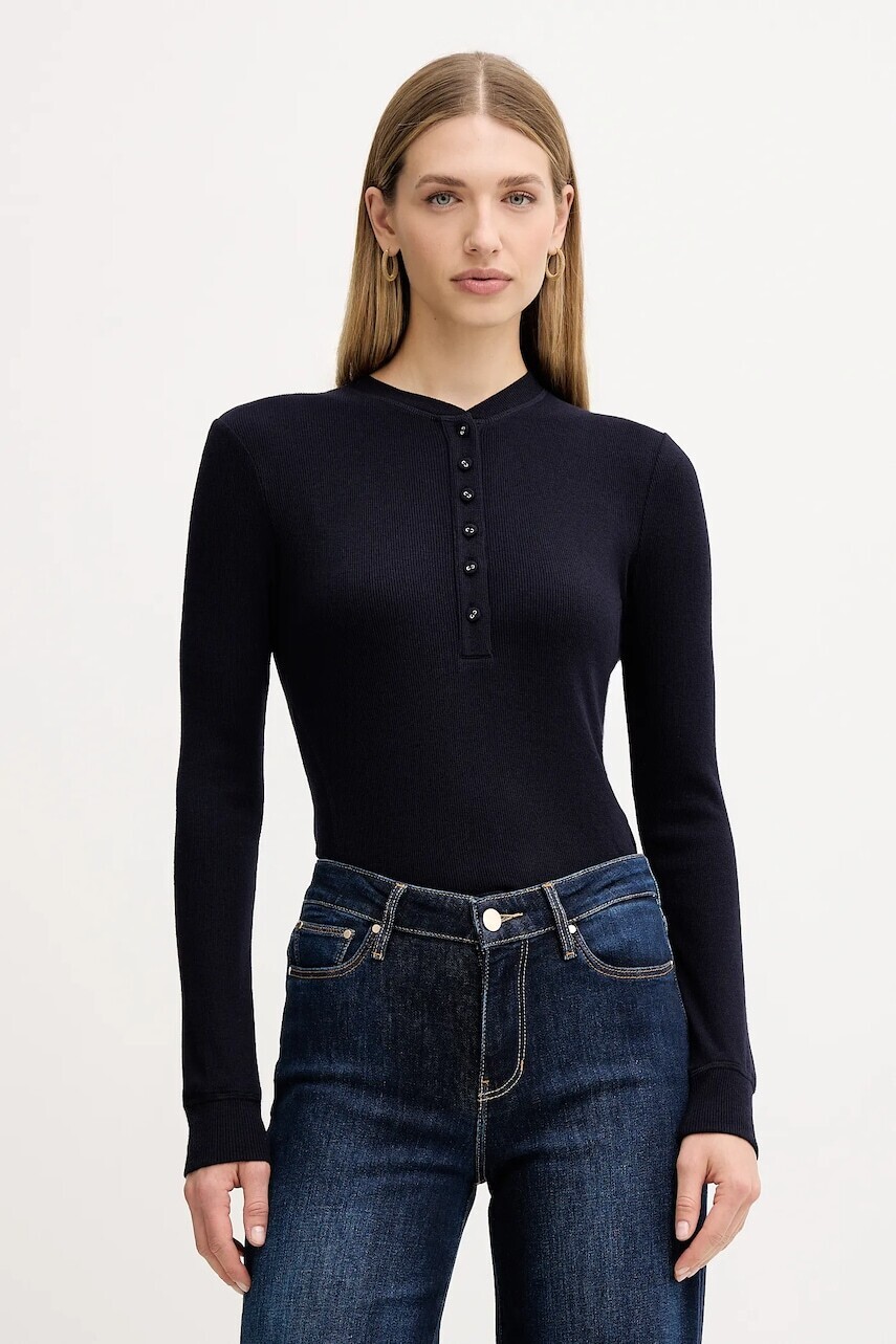 Tričko s dlhým rukávom s prímesou vlny MAX&Co. tmavomodrá farba, 2526946014200