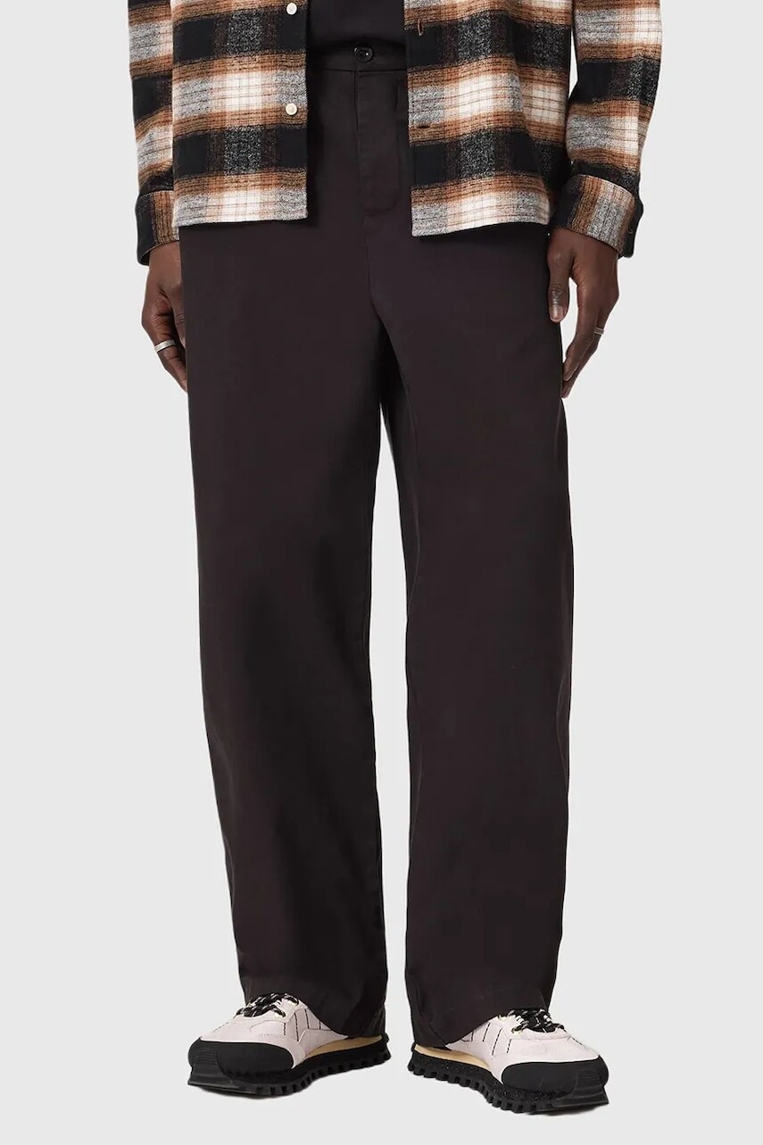 Bavlnené nohavice AllSaints čierna farba, rovný strih, M026TD