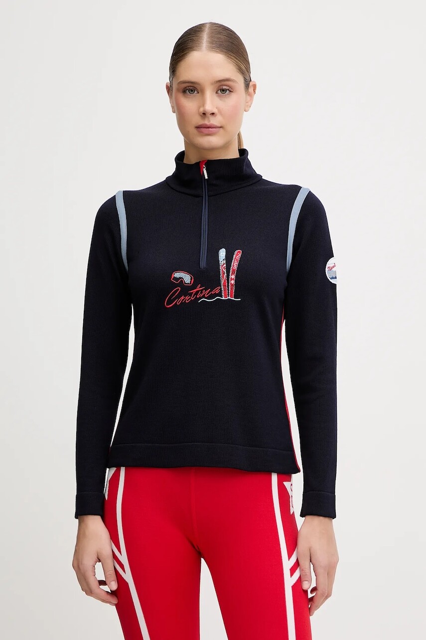 Funkčné tričko s dlhým rukávom s prímesou vlny Newland LADY WOOL T-NECK tmavomodrá farba, N46864.8