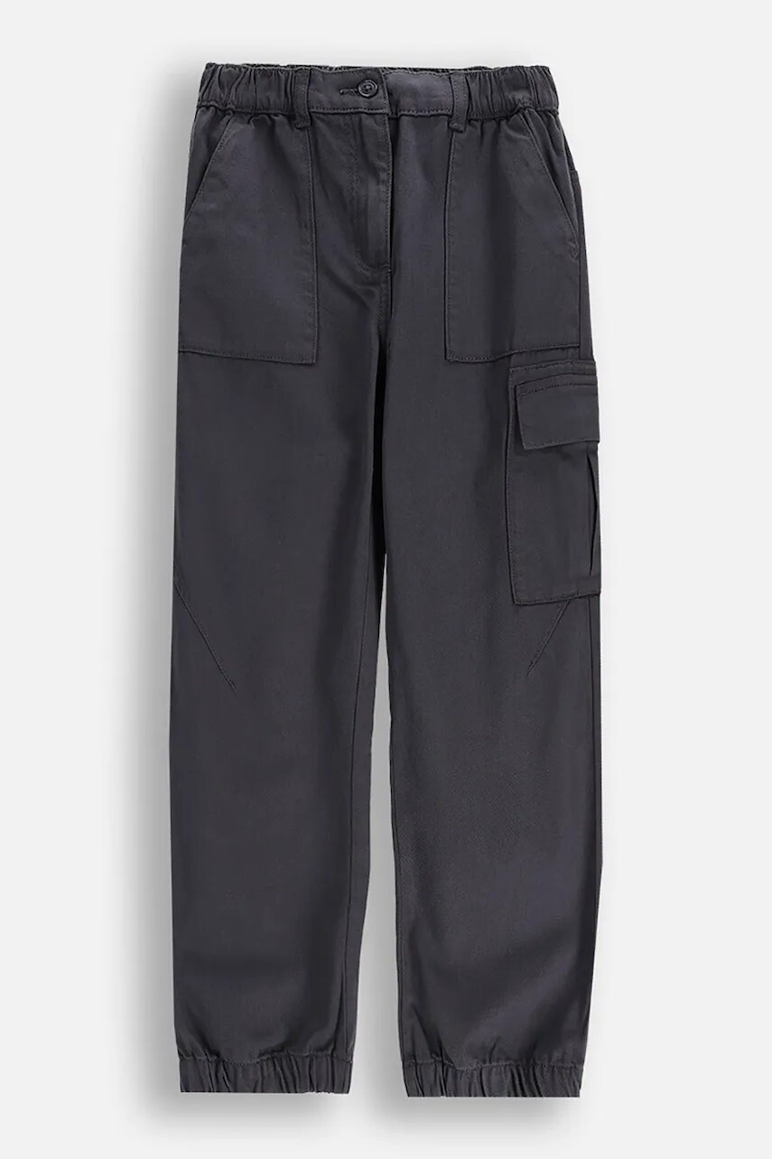 Detské bavlnené nohavice Coccodrillo šedá farba, jednofarebné, WINTER COSY GRIL JUNIOR