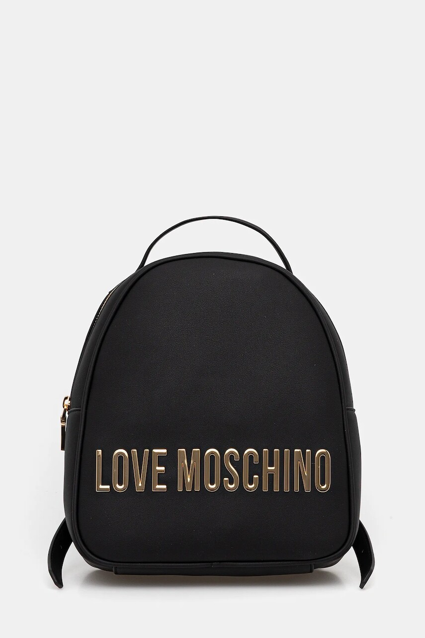 Ruksak Love Moschino dámsky, čierna farba, malý, s nášivkou, JC4197PP0NKD0000