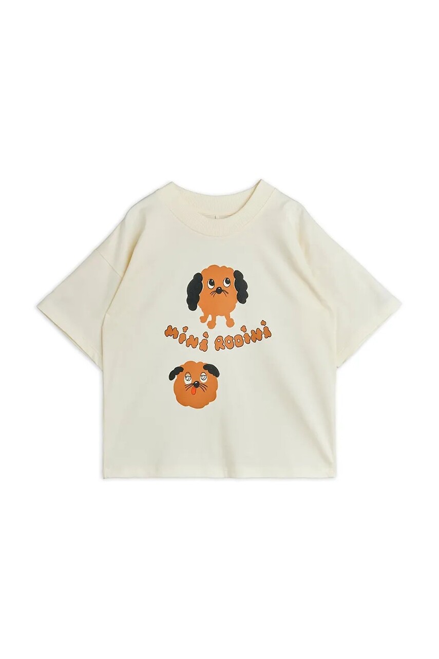 Detské bavlnené tričko Mini Rodini Doggie biela farba, s potlačou, 26120112