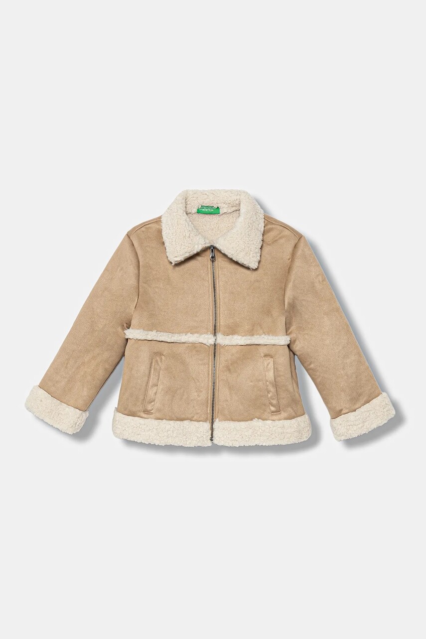 Detská bunda United Colors of Benetton béžová farba, 2JLACN06V