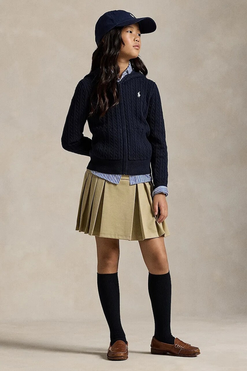 Dievčenská sukňa Polo Ralph Lauren béžová farba, mini, áčkový strih, 313749584002