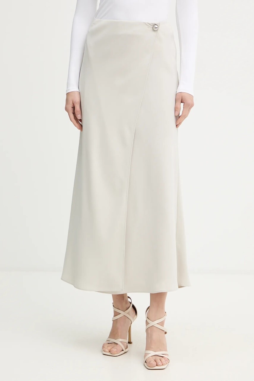 Sukňa Armani Exchange béžová farba, maxi, rovný strih, XW001243 AF16125