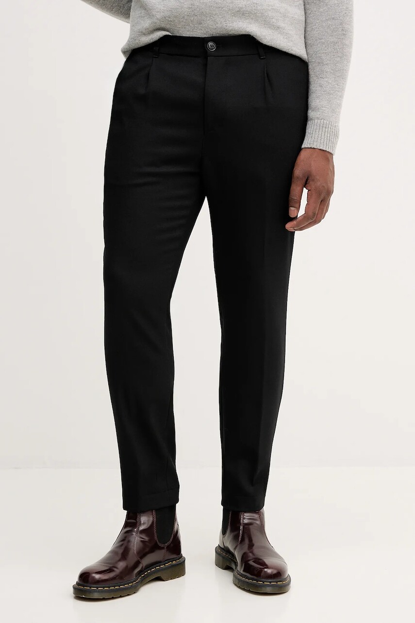 Nohavice s prímesou vlny Joop! čierna farba, rovný strih, 30048565