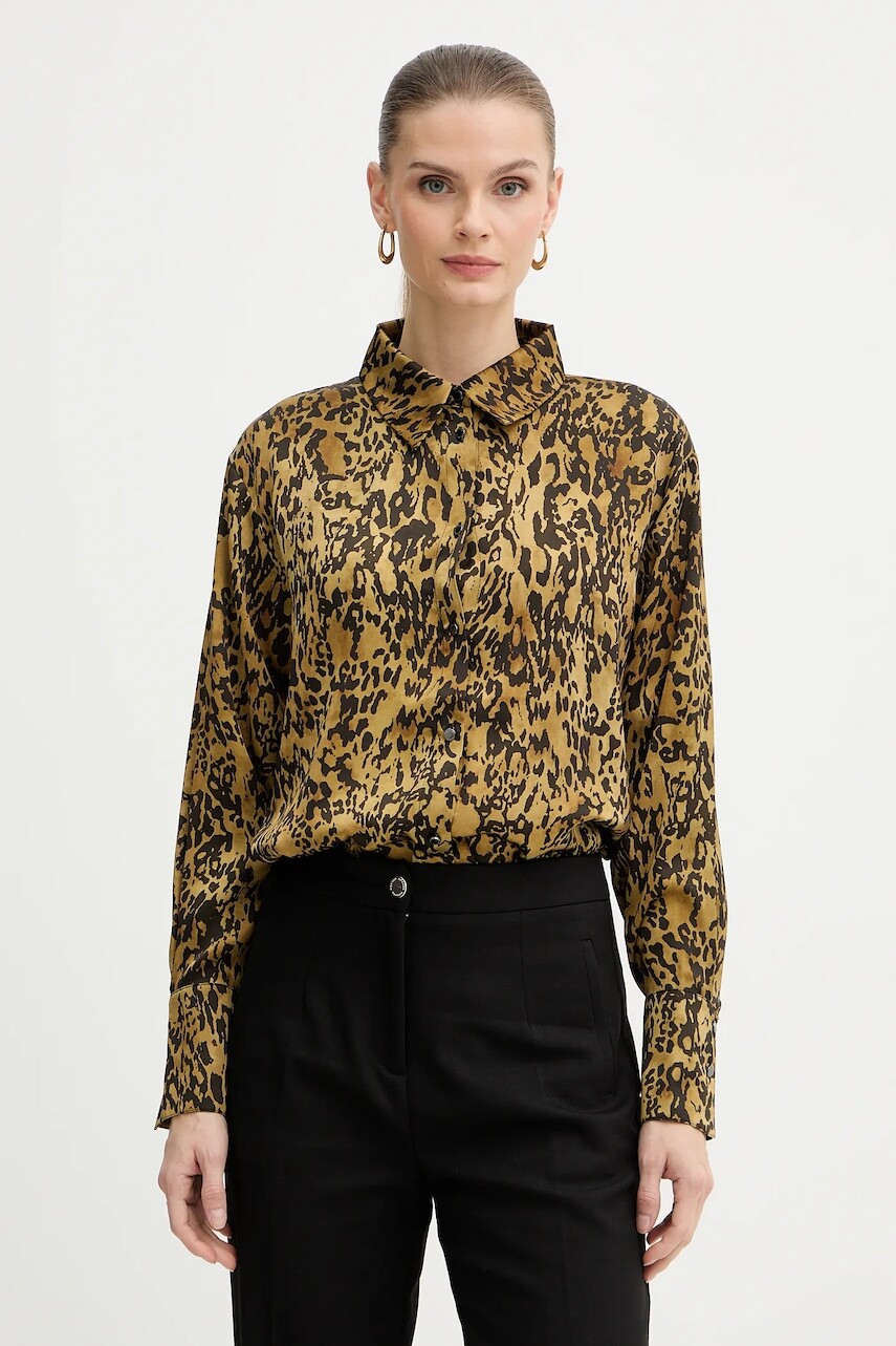 Košeľa Morgan zelená farba, voľný strih, s klasickým golierom, COLY.F