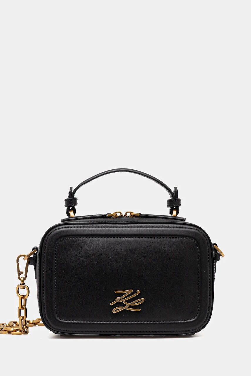 Kožená kabelka Karl Lagerfeld K/AUTOGRAPH čierna farba, B1W30269