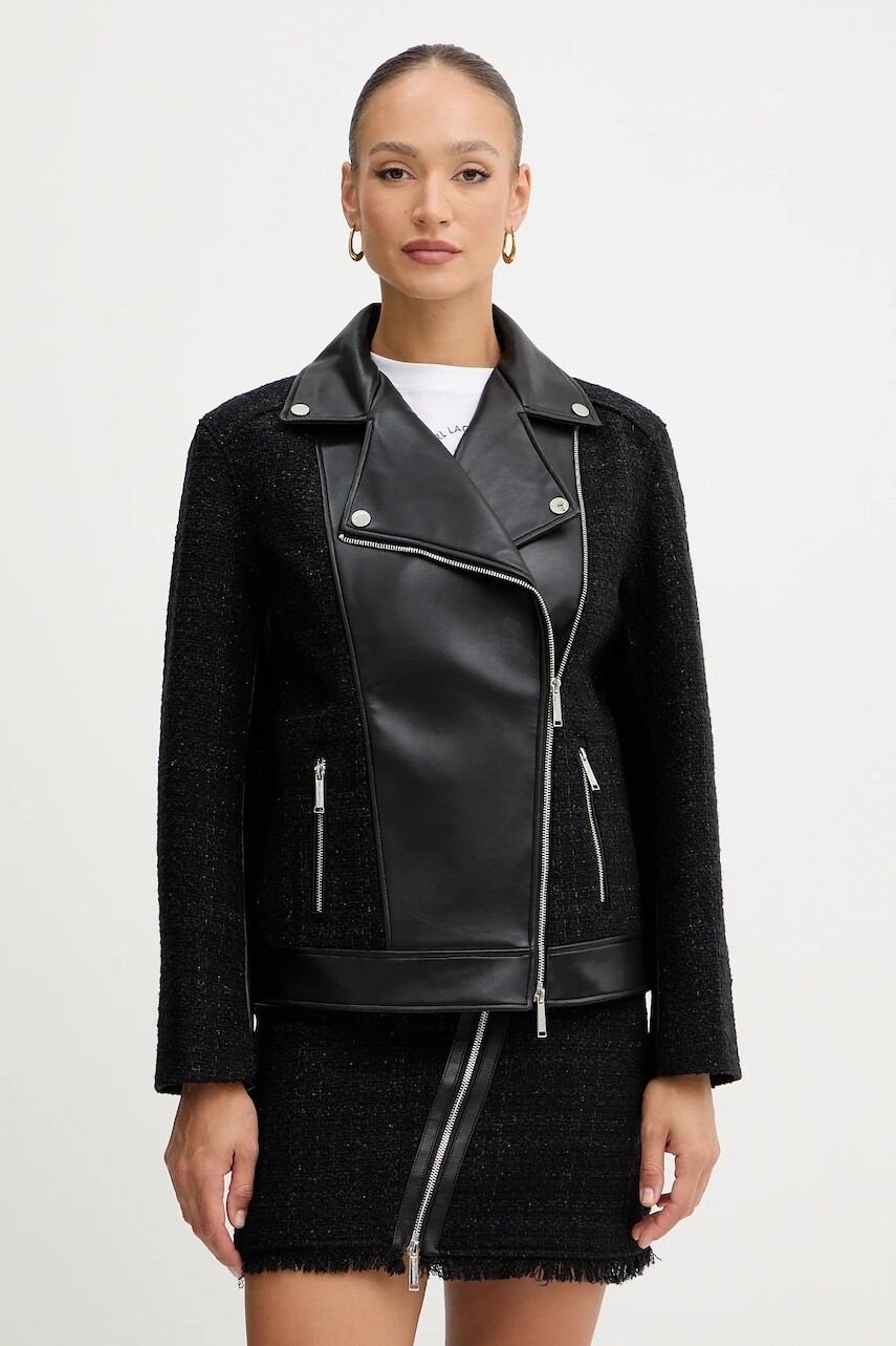 Bunda s prímesou vlny Karl Lagerfeld čierna farba, prechodná, B1W14001