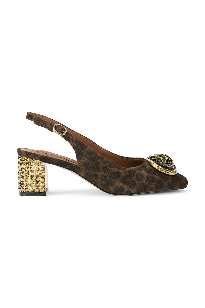 Semišové lodičky Kurt Geiger London Chelsea Block Slingback hnedá farba, na podpätku, s otvorenou pätou, 3415035289