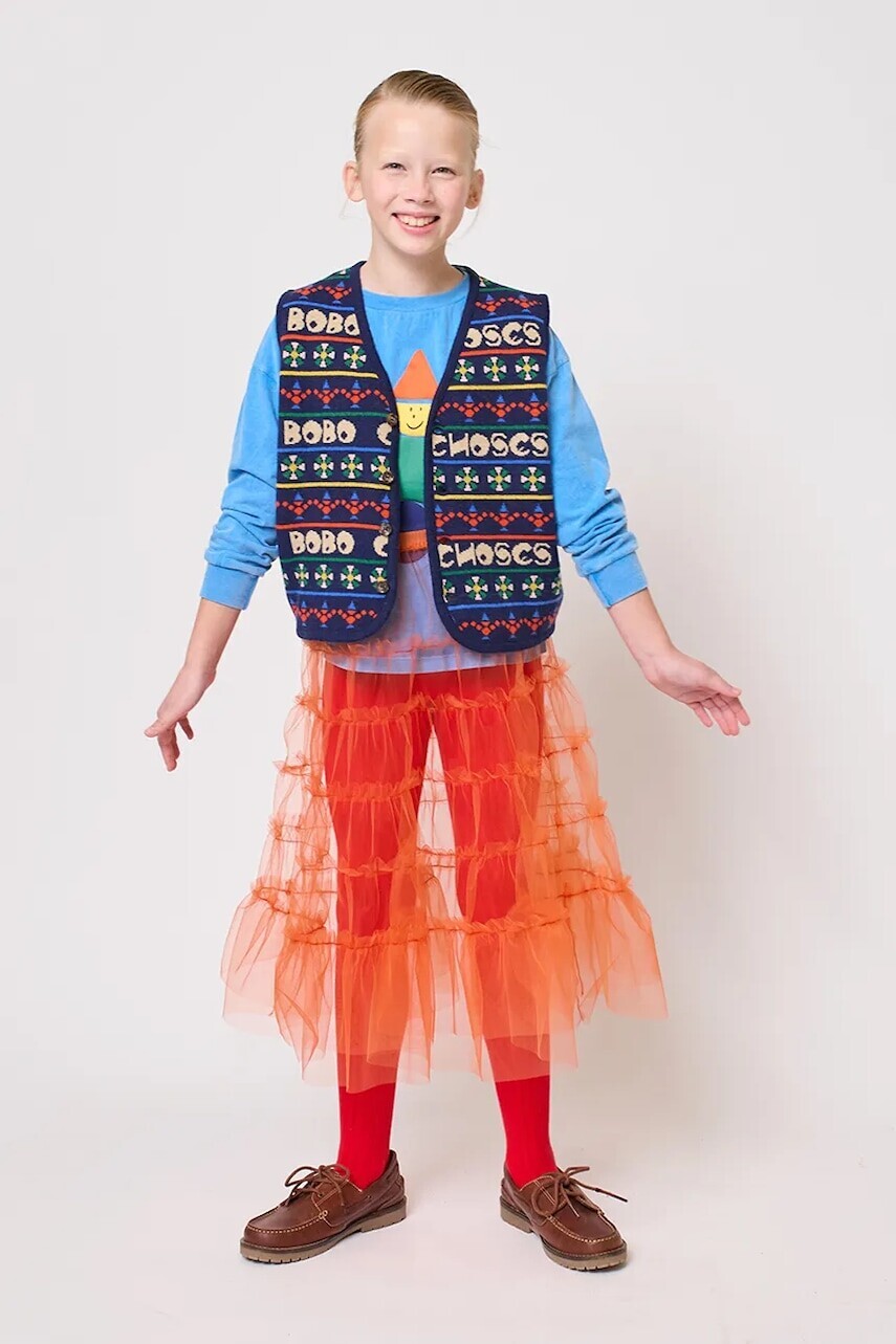 Detská vesta s prímesou vlny Bobo Choses Toys tmavomodrá farba, 225FC013