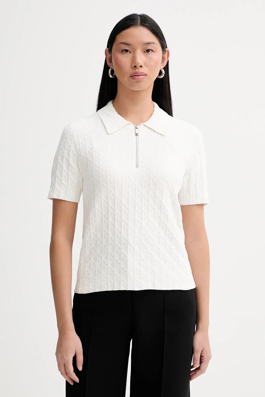 Polo tričko Calvin Klein dámske, béžová farba, LV044E325G