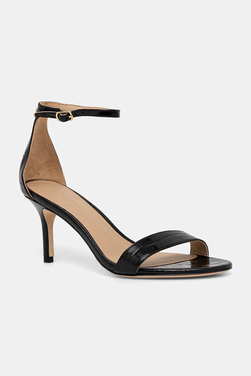 Kožené sandále Lauren Ralph Lauren Allie Mid čierna farba, 802P04399002
