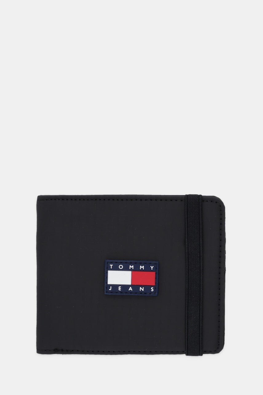 Peňaženka Tommy Jeans pánska, čierna farba, AM0AM13867