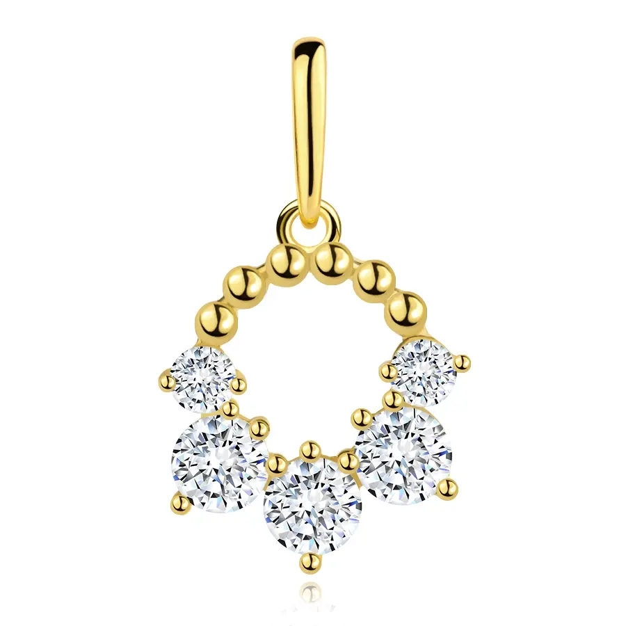 Zlatý prívesok 9K guľôčkový kruh s čírymi zirkónmi