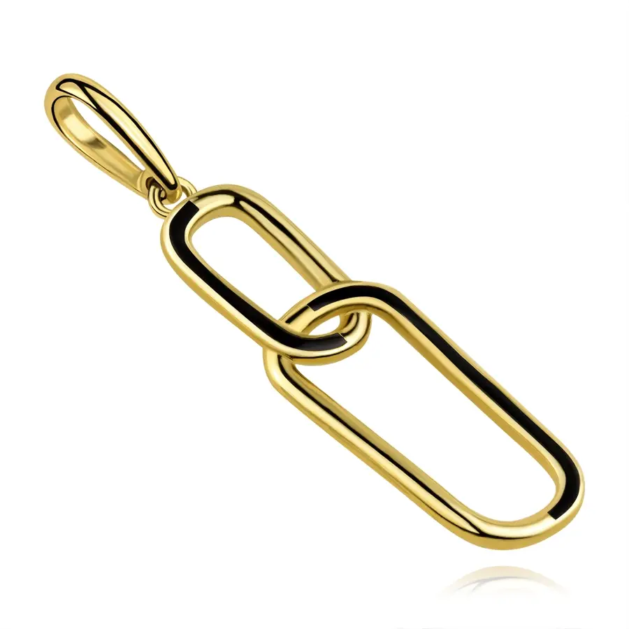 Zlatý prívesok 9K s čiernou glazúrou a motívom prepojených očiek