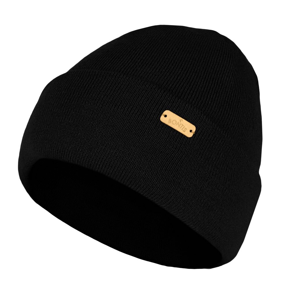 Bontis Pletená dvojitá pánska čiapka s lemom - Čierna | uni