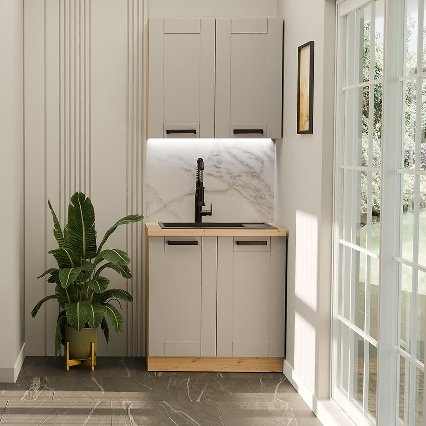 Kuchynská linka Luna Clay Grey/artisan 80 cm bez pracovnej dosky