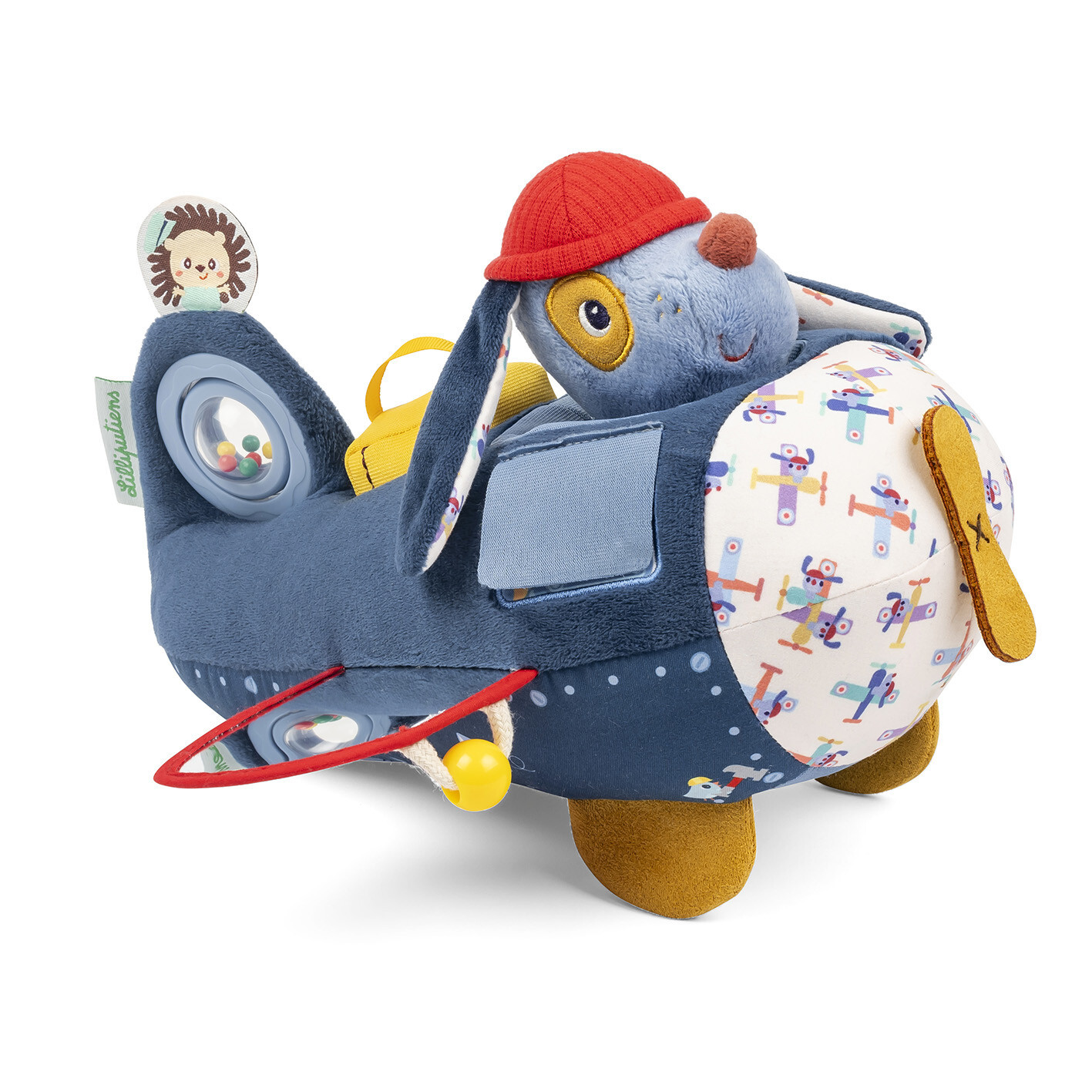 Lilliputiens – mäkká hračka s aktivitami – lietadlo psík Jules