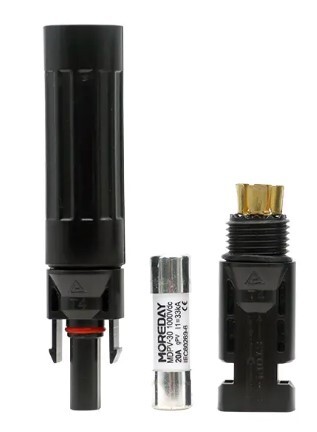MOREDAY Konektor MC4 1000V/15A (2,5-6 mm²) s valcovou poistkou