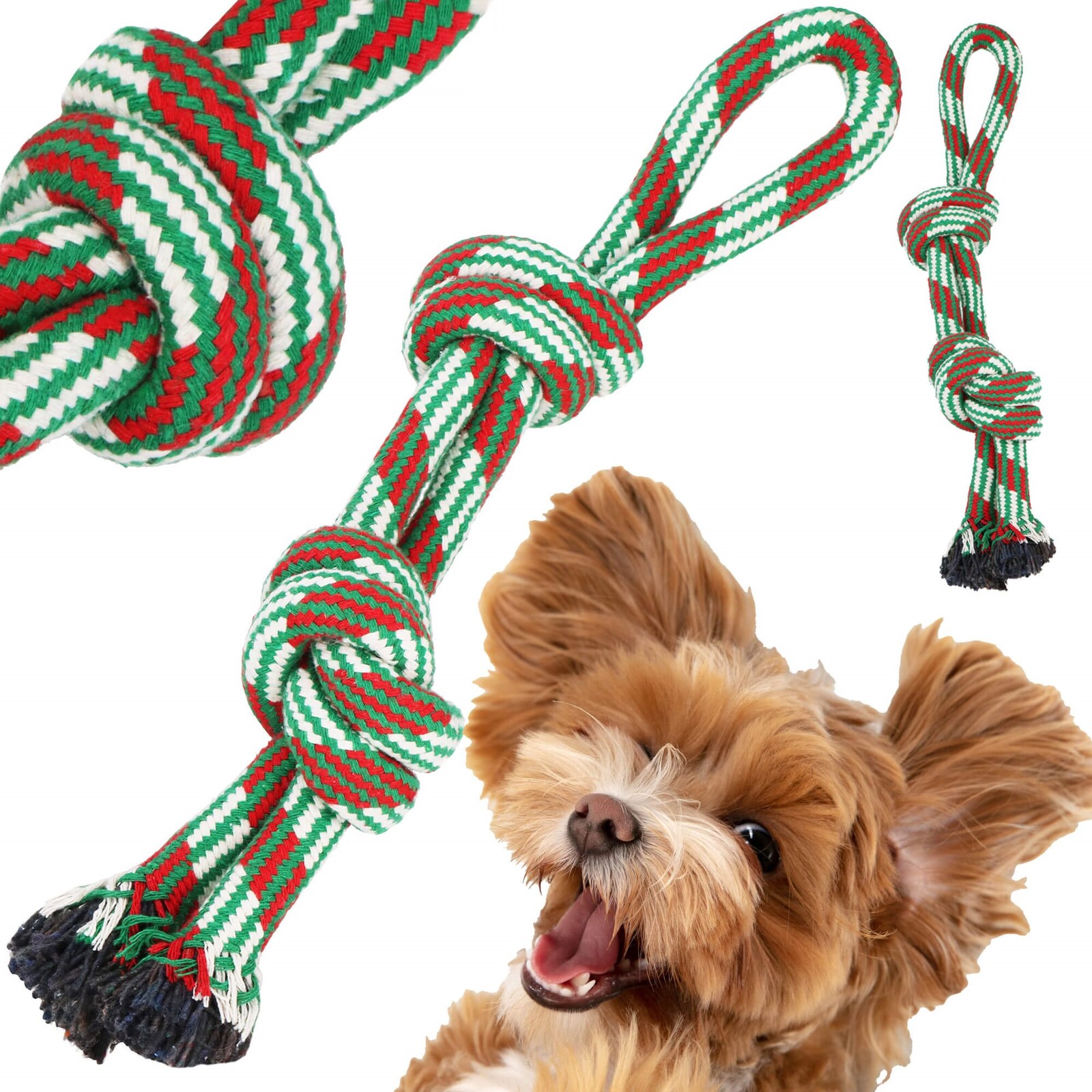 Hračka pre psa - lano s uzlami - hryzátko - zeleno-červené