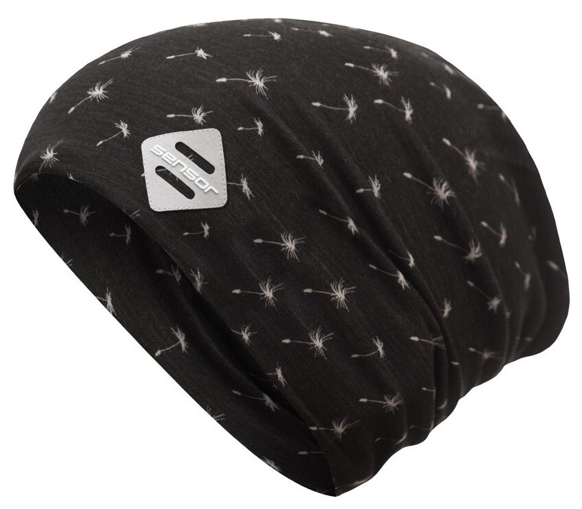 SENSOR čiapka MERINO IMPRESS LOGO čierna/pattern Veľkosť: L