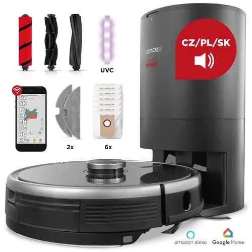 CONCEPT Robotický vysávač s mopom 3v1 REAL FORCE Laser Complete Clean Care UVC VR3520n