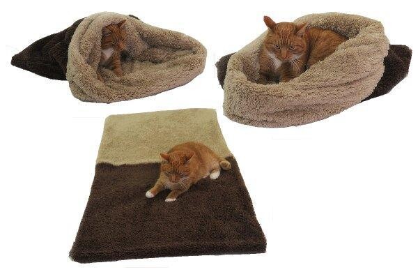Marysa pelíšek 3v1 pro kočky, DE LUXE, tmavě hnědý/béžový XL