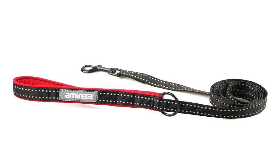 Aminela jednoduché vodítko nepodšité Sport & City 150cm/20mm, červená/černá