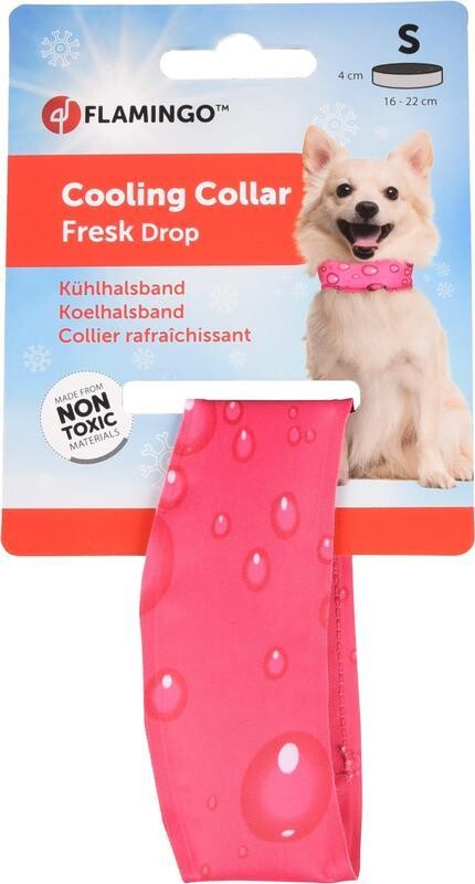 Flamingo Chladící obojek pro psy vzor kapky Fuchsia S 16-22 cm