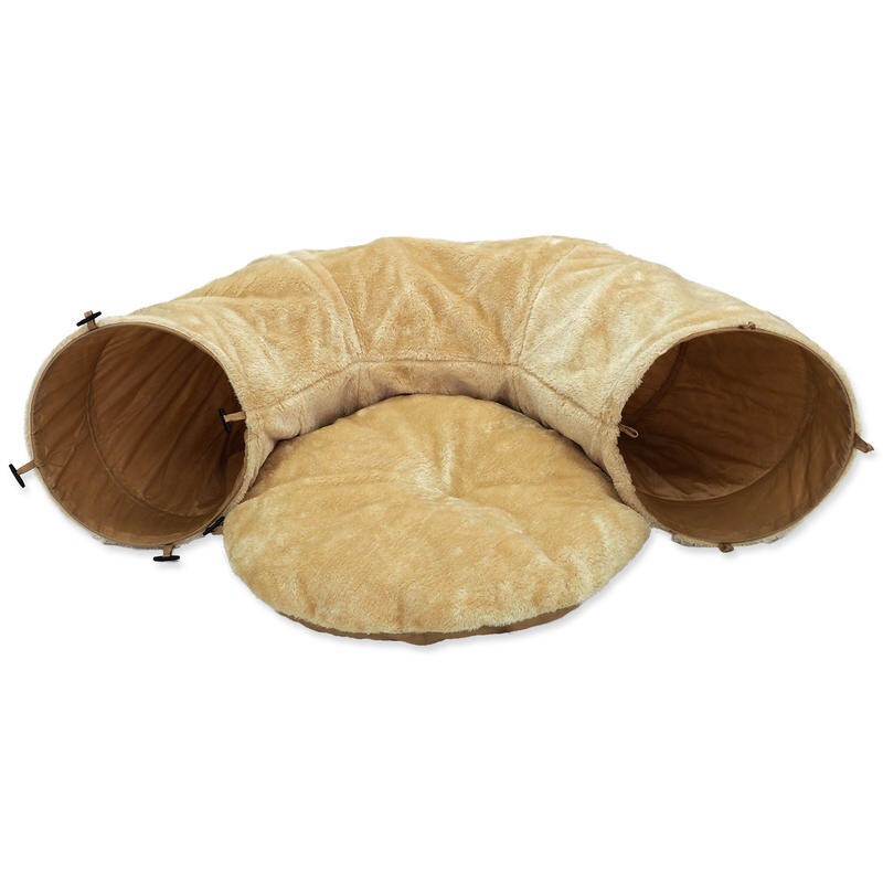 Tunel MAGIC CAT plyšový - tvar U s polštářkem béžový