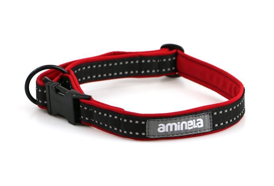 Aminela obojek se sponou Sport & City 25-45cm, červená/černá